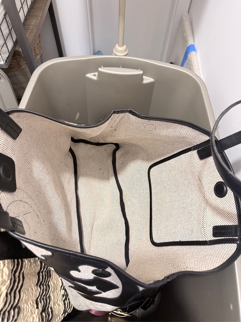 Tory Burch Black & Natural Canvas Logo Tote - Picture 7 of 7